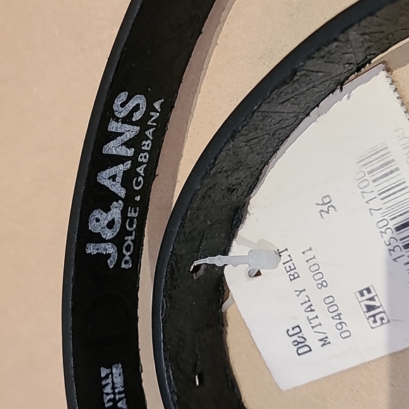 DOLCE AND GABBANA jeans Belt black leather with chrome signature logo buckle - Picture 7 of 9